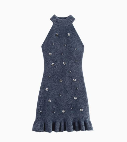 Cozy Stoffkleid mit Perlen