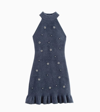 Cozy Stoffkleid mit Perlen