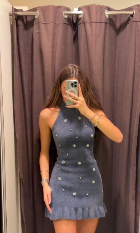 Cozy Stoffkleid mit Perlen